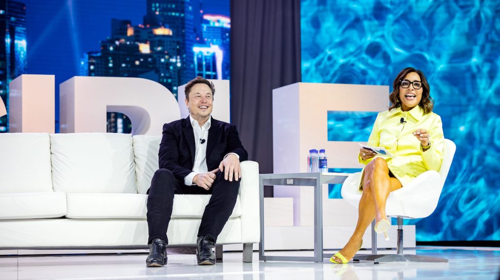 Elon Musk and Linda Yaccarino on Stage at POSSIBLE 2023 Miami Conference