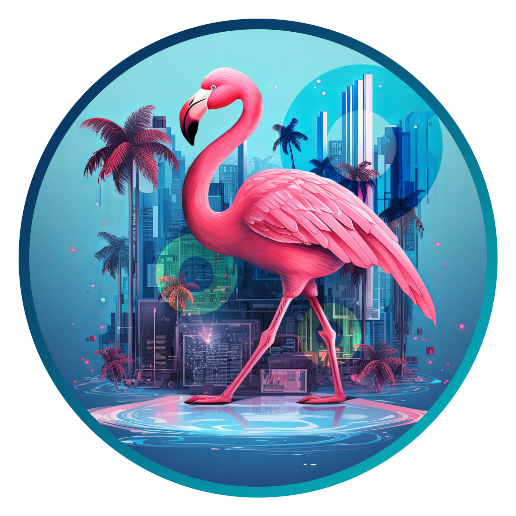 POSSIBLE Miami Event, Futuristic AI Art Flamingo